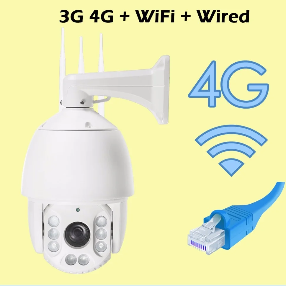  Видеонаблюдения WIFI PTZ купольная камера 200 м ИК Открытый IP66 водонепроницаемый 30X оптический зум 4G 3G с функцией 1080P беспроводная ip-камера наблюдения сим-картой камеры