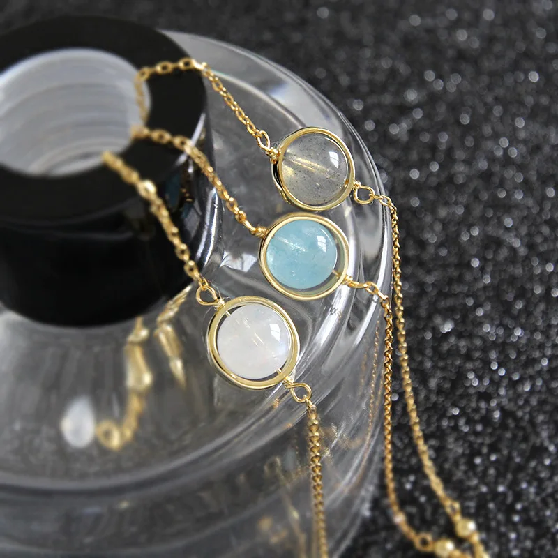 Jewelry 925 Sterling Silver Moonstone Gold Bracelet