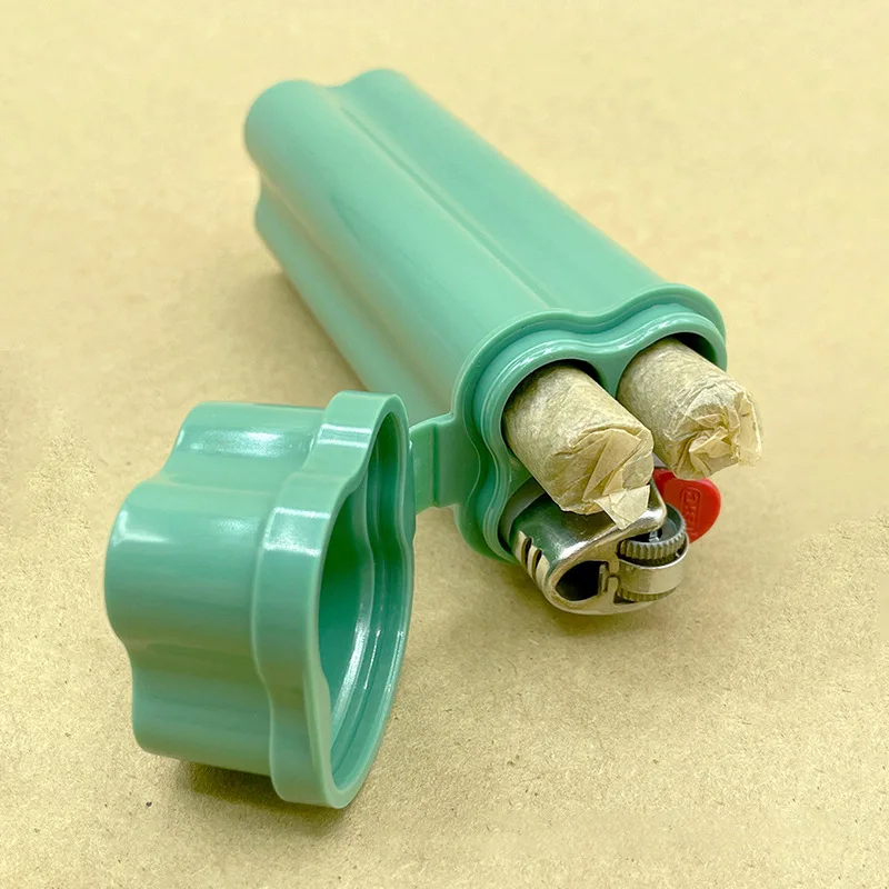 Smoking Accessories Plastic Lighter 2 in 1 Case Lighter Kit with Two Holes for Cigarette Tobacco Stash Container Box