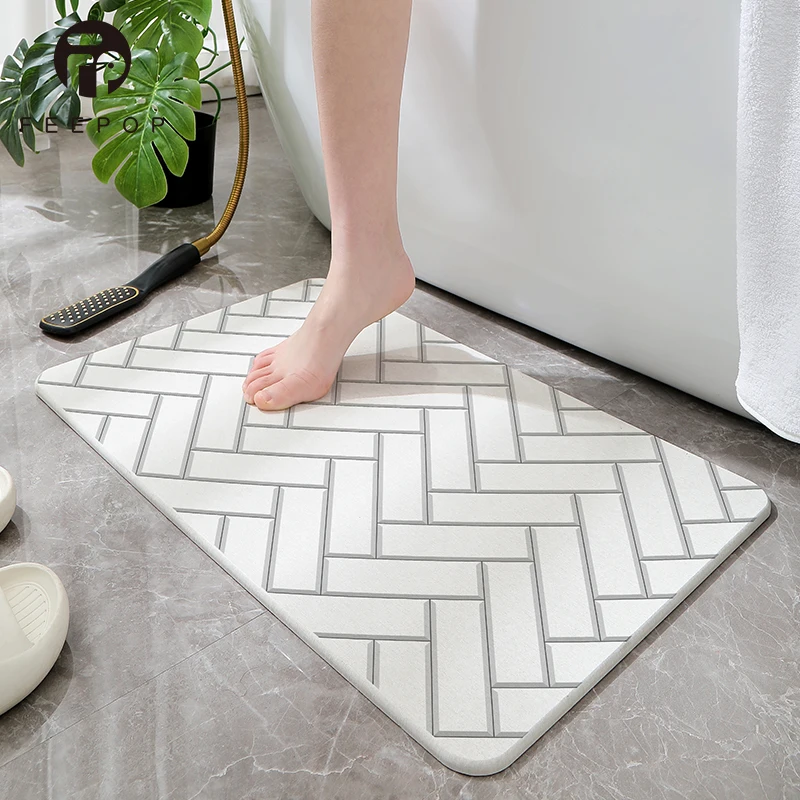 Dry Instantly Super Water Absorbent Diatomaceous Stone Bath Mat For Bathroom