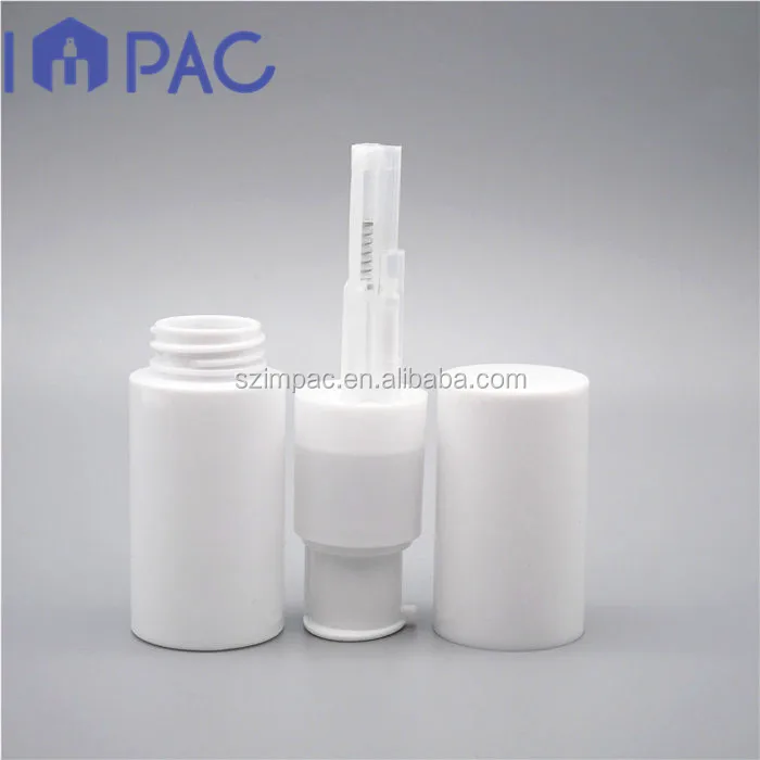 Pocket size cosmetic white plastic powder bottle for spraying 35ml