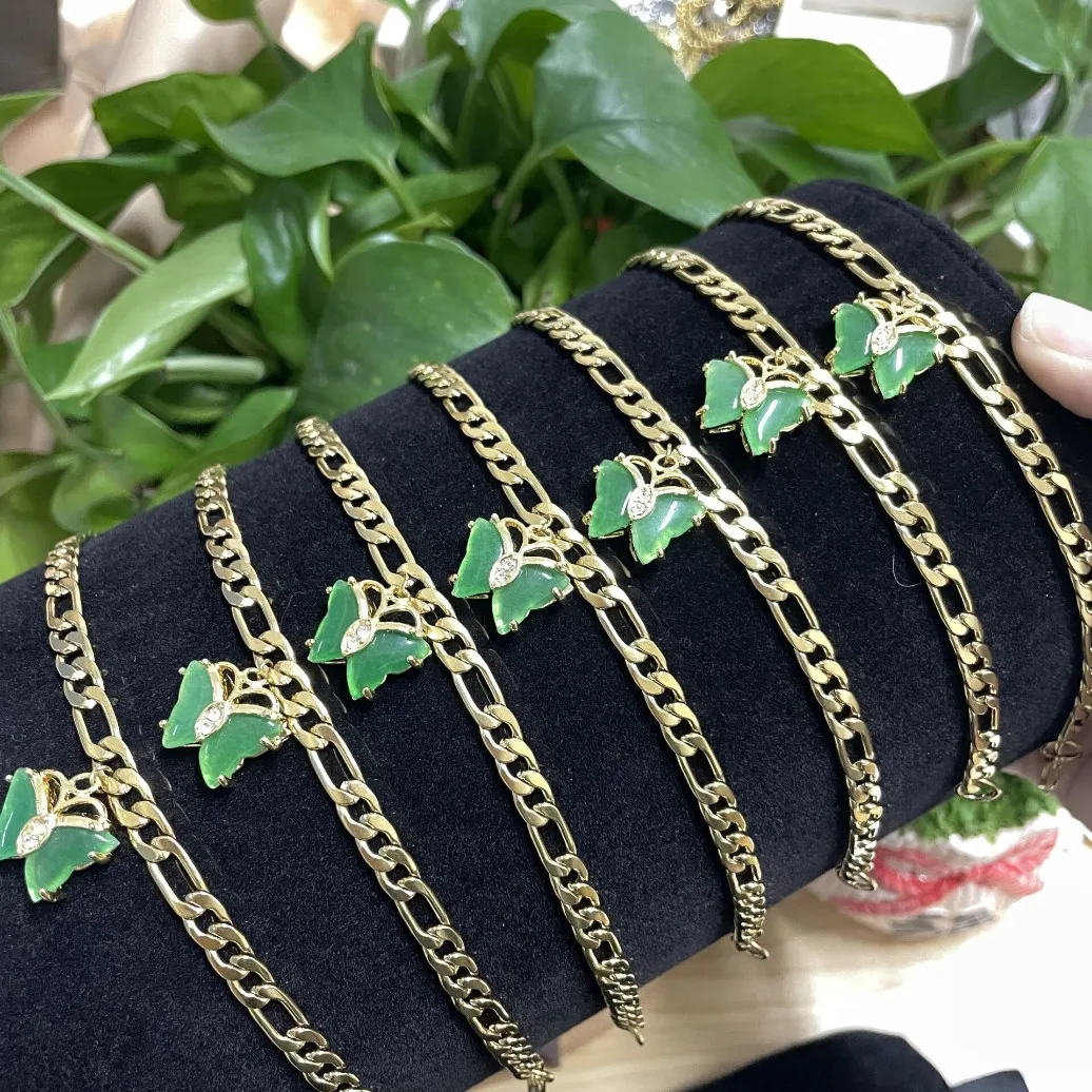 jialin jade jewelry set Wholesale women Charms series Natural Jade Stone butterfly ring butterfly necklace earrings