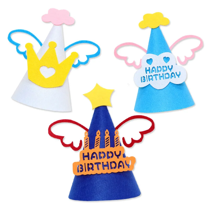 Wholesale felt small fresh birthday hat kids happy birthday fancy non-woven hat for party