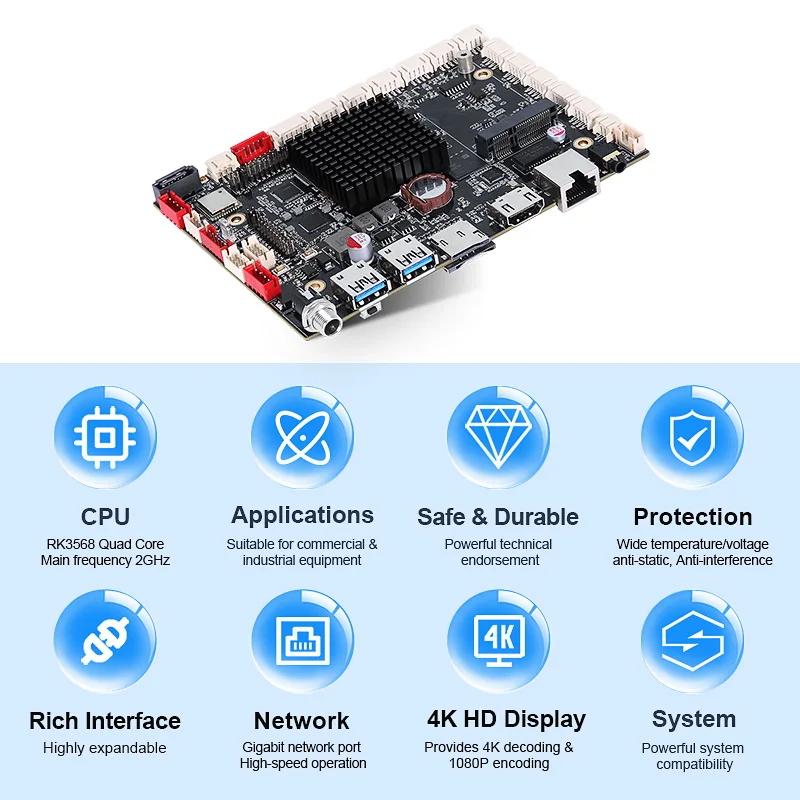 Hot Sale Cheap quad-core RK3568 android mainboard Mini SATA3.0 SSD HDD 4K Display Mini ITX Industrial Motherboard For POS