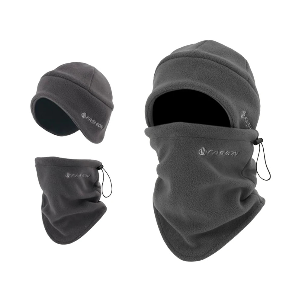 Two piece set Windproof Warm Ski Mask Adjustable Face Cover Thermal Fleece Hood Winter Hat Neck Scarf Cycling Mask Balaclava