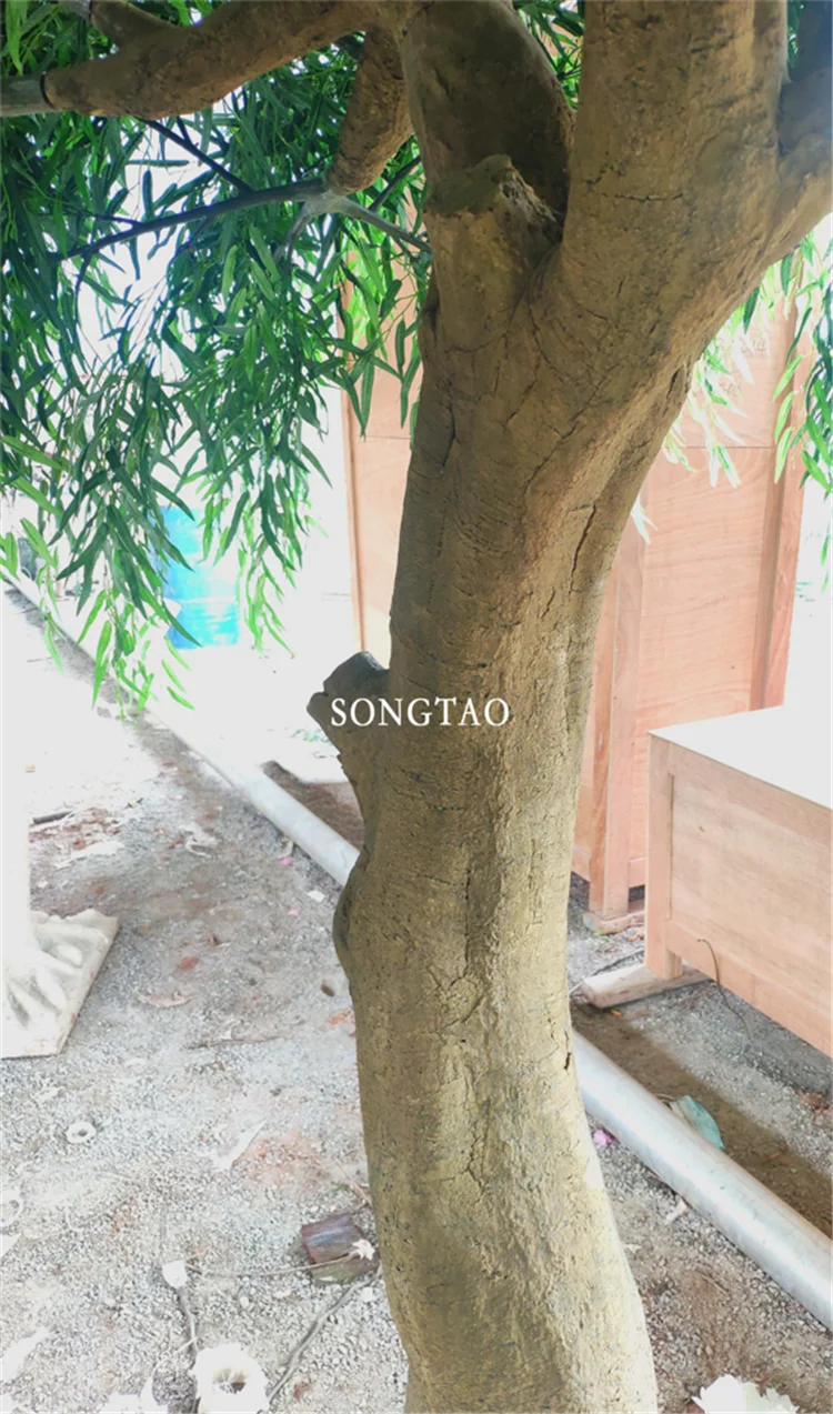 Large Outdoor Green Plastic Hanging Artificial Weeping Willow Trees UV Certified for Garden Office and Hotel Decor