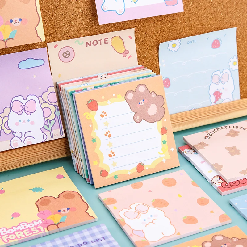 Cartoon Kawaii Cute Memo Pads Sticky Notes Girls Office School Supply Stationery Stickers Notepad
