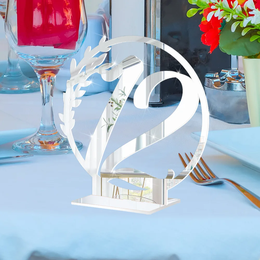 Festival Wedding Place Holder Card Acrylic Table Number Holders Gold Silver Mirror Wedding Table Number Signs
