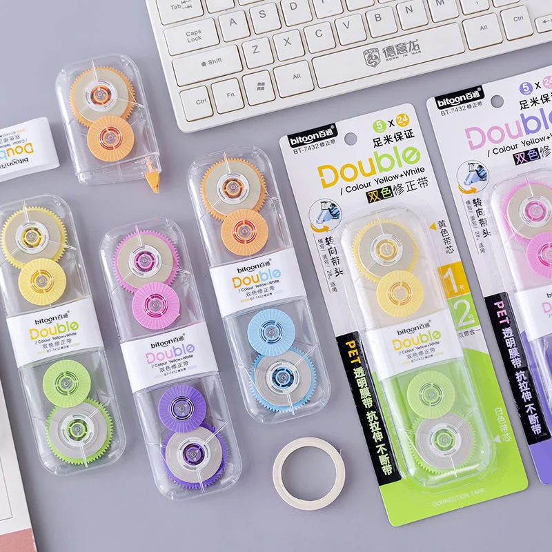 Cute School Stationery Correction Tape Creative Cartoon Double Color Correction Tape