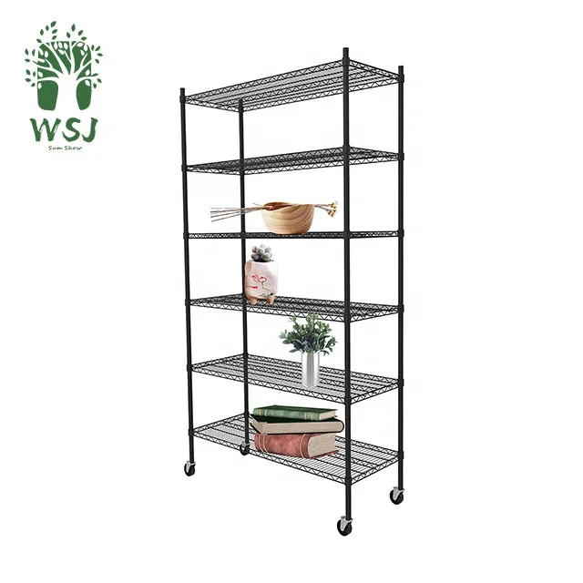 Loading Weight Per Steel Shelf 5 Tiers NSF Metro Office Industrial Storage Racking Wire Metal Shelving in Chrome Finish