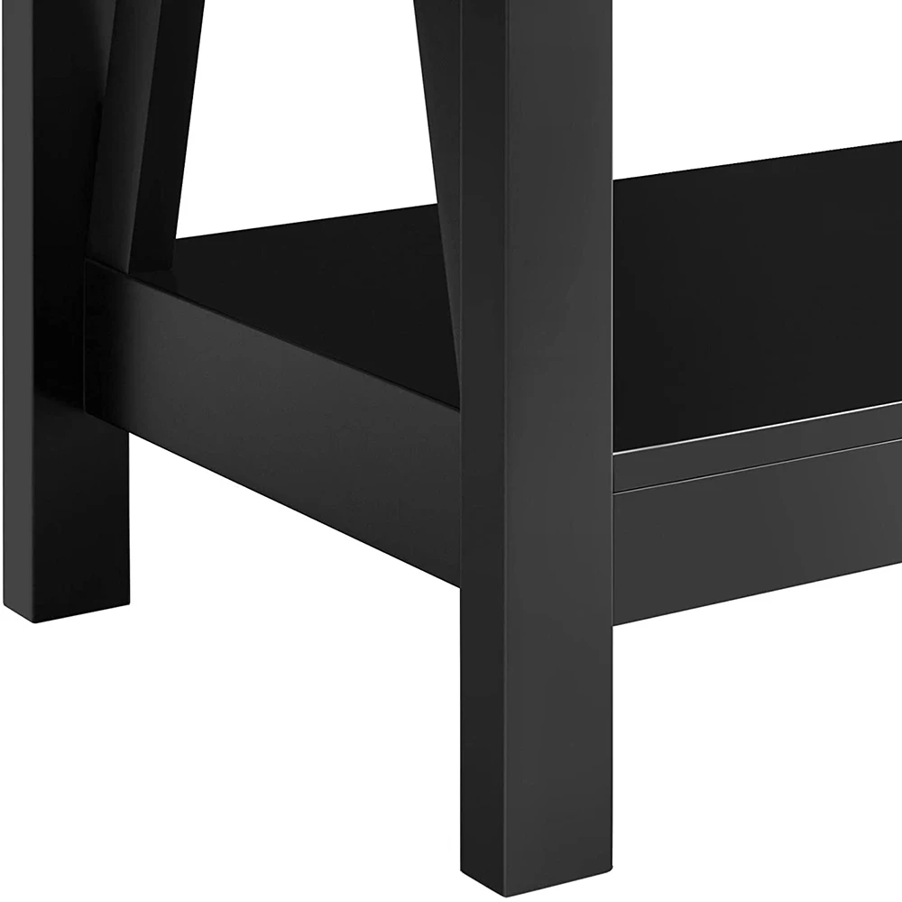 Narrow Long Sofa Table 2 Tier Console Table with Drawer and Open Storage Shelf for Living Room Entryway