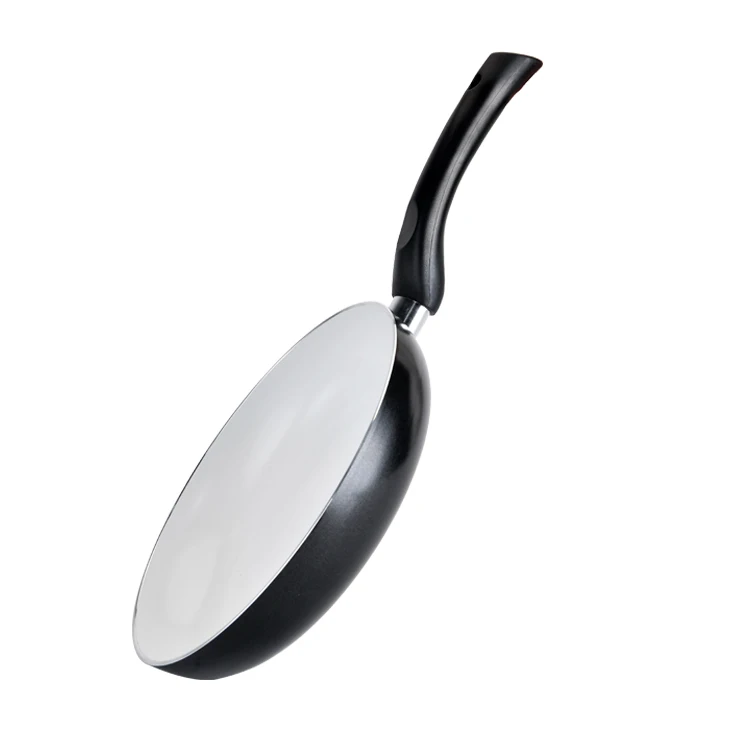 Pressed Aluminum Fry Pan 2 layers excilon White Ceramic Coating Heat Resistant Coating Hole Induction 24*5.0mm