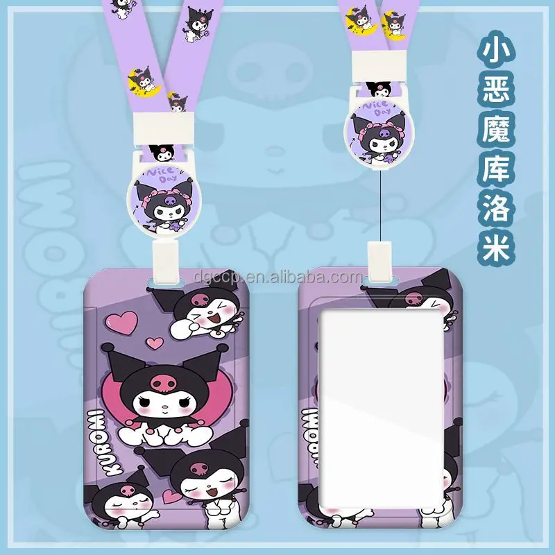 Easy to pull buckle telescopic hanging rope Anime KT Card Holder Lanyard Anti-Lost Name Badge Bus Work ID Card Case with Lanyard