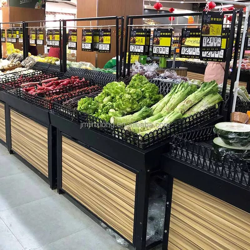 Supermarket Retail Store Shelves Wood Fruit And Vegetable Shelf Display Stand Rack For Supermarket And Fruit Shop