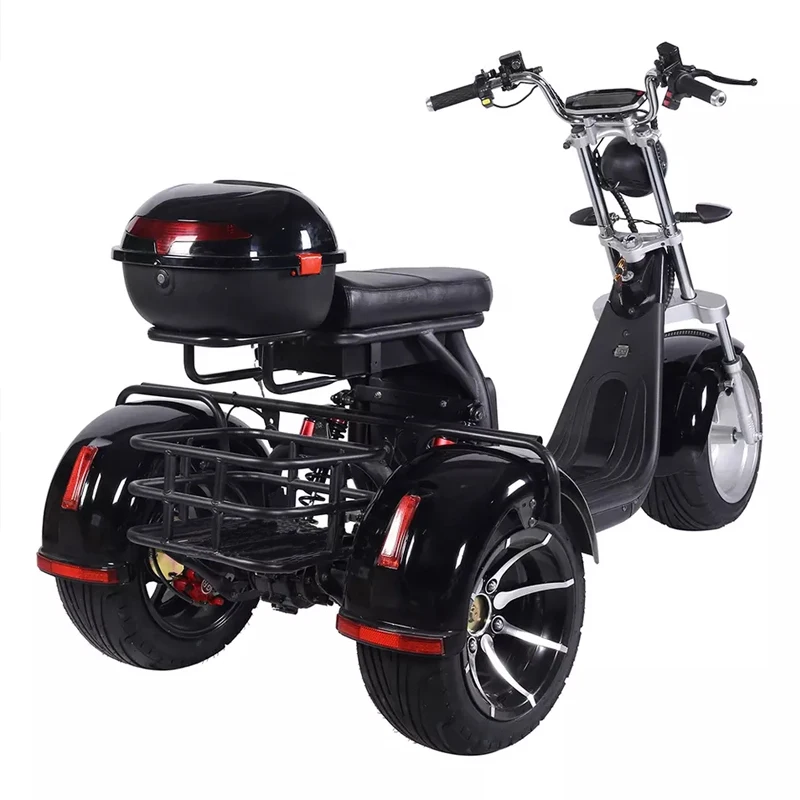 OT2808 1000w 2000w 60v12ah /20ah two removable battery citycoco fat tire 3 wheel double seat mobility electric scooter