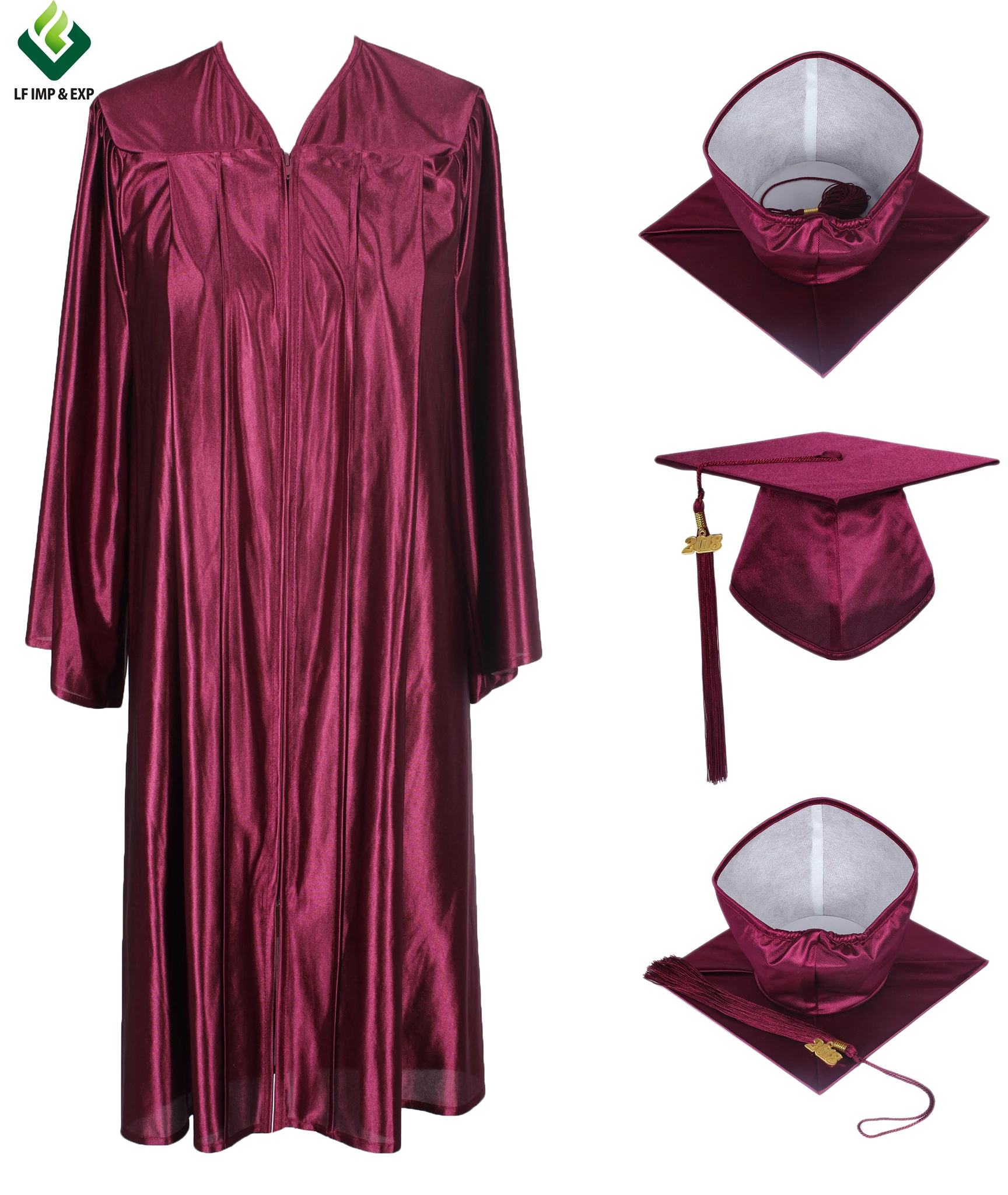 Wholesale graduation dress set including gown, hat, tassel custom graduation gown adult graduation gown