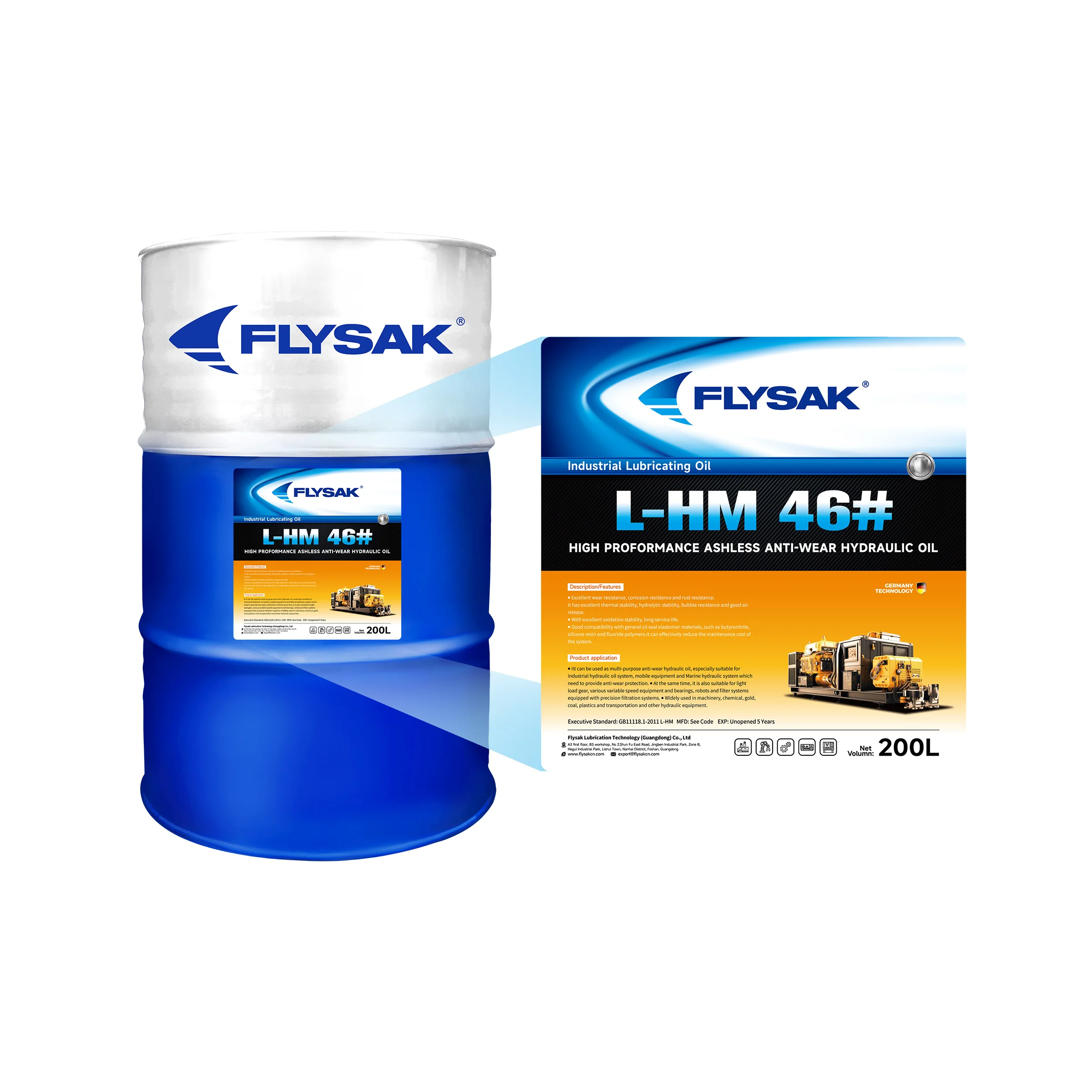 China Manufacture L-HM 46 High Proformance Ashless Anti-wear Hydraulic Oil reduce the maintenance cost of the system Lubricants