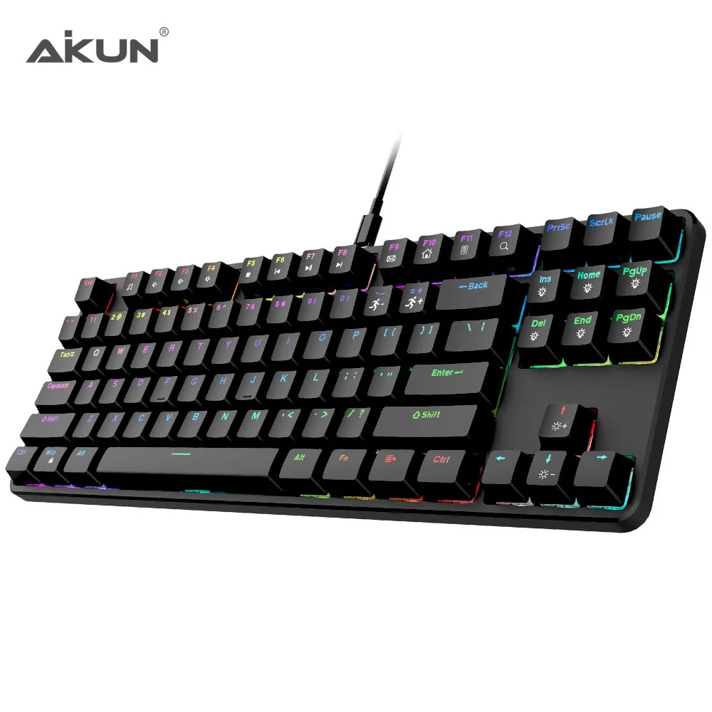 Проводная игровая клавиатура AIKUN GX9870 с RGB подсветкой 7 л механические переключатели Мультимедийные портативные мини-клавиатуры 87