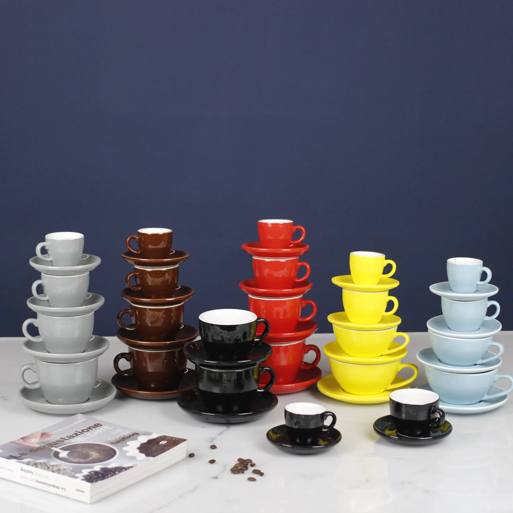 Custom Color Ceramic Espresso Cup and Saucer Porcelain Coffee Cup Custom Ceramic Coffee Cup Saucer for Cafe