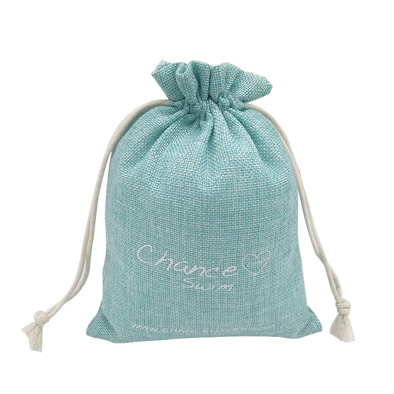 
Custom logo printing 17x23cm jute linen drawstring makeup bags faux burlap combs pouches 