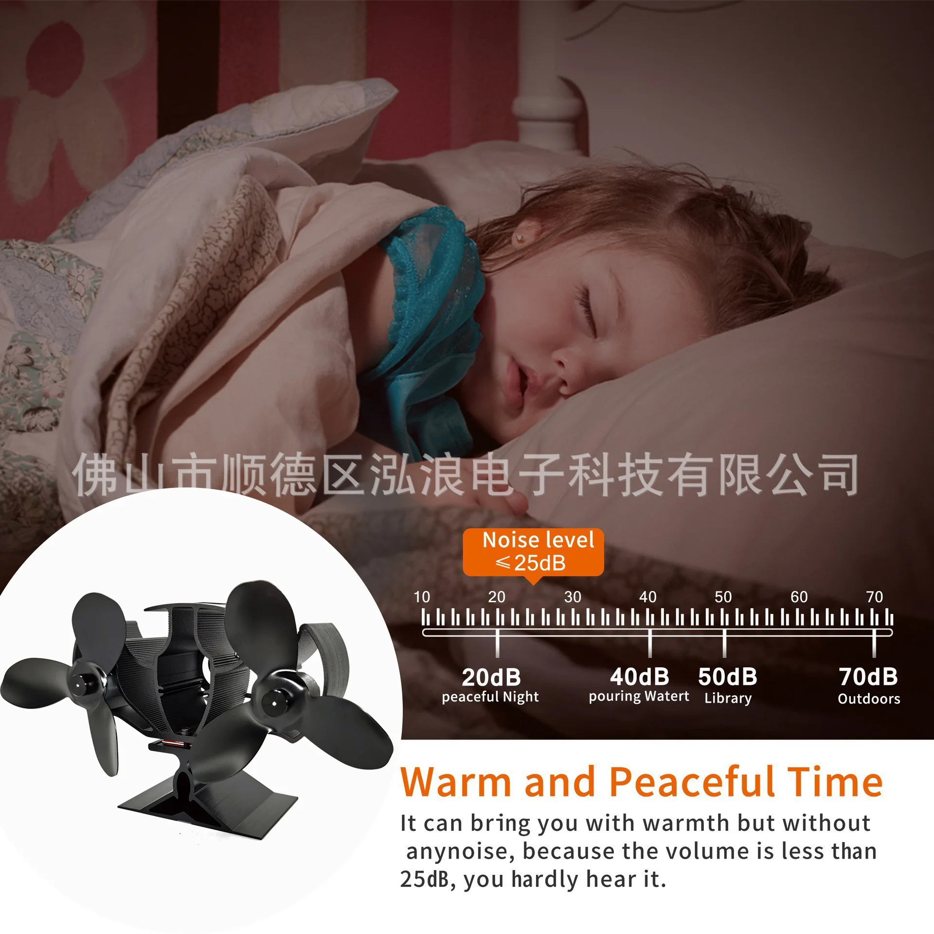 Dual-Heated 6 Blades Wood Log Burner Fireplace Eco Friendly Fan Heat Distribute Self-Energy Heat Power Stove Fan