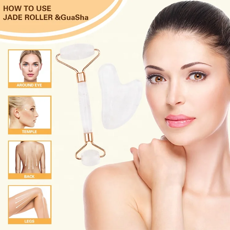 
Hot Selling OEM Private Label High Quality Therapy Stone Nephrite Anti Aging Natural Guasha Jade Crystal Face Roller 