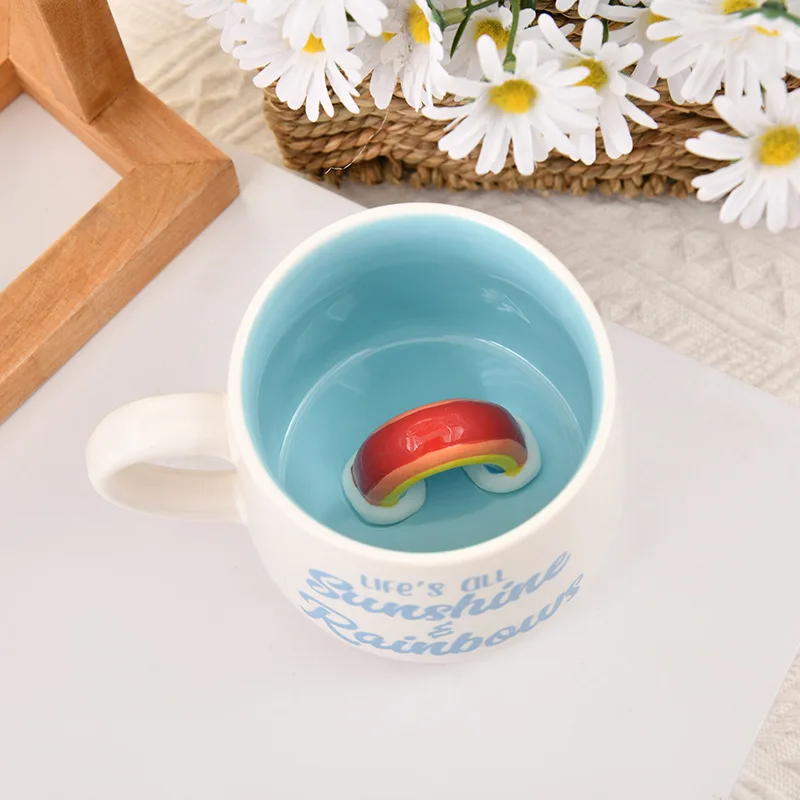 3D Coffee Mug Ceramics Figurine Mug Cute Animal Inside Cup Cartoon Customization Travel Mugs American Style Hand Painting Glossy