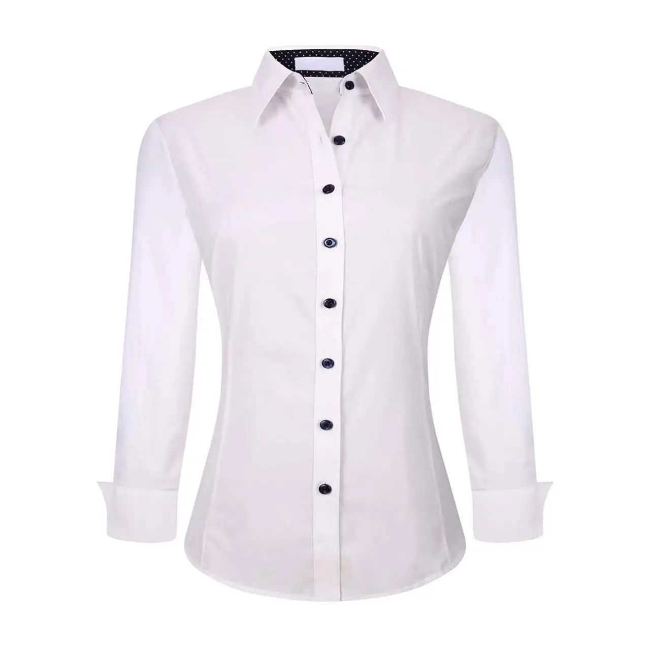 High Quality Women Blouse Shirt Long Sleeve Button Down White Formal Shirts