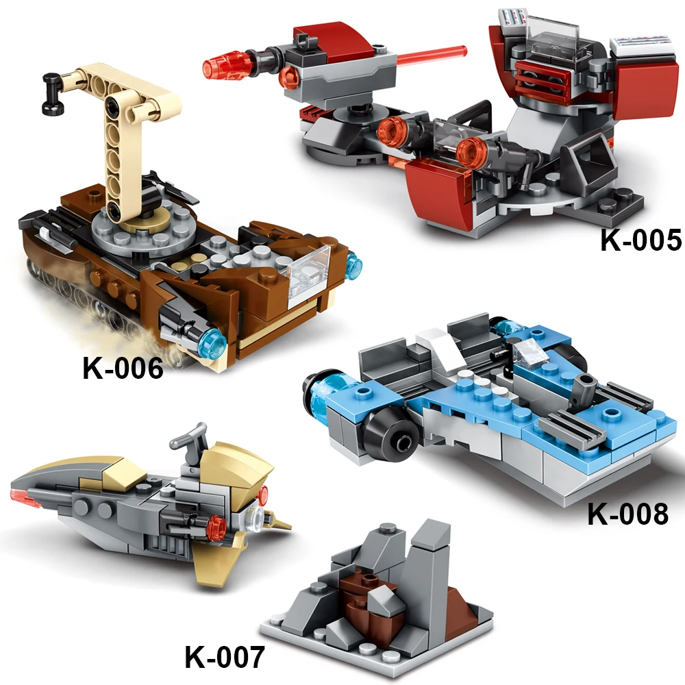 MOC Block Space Wars из фильма «Шторм-клон» «Джавас» робот фигурка сцена космический корабль набор строительных блоков сборный игрушечный K001-K012