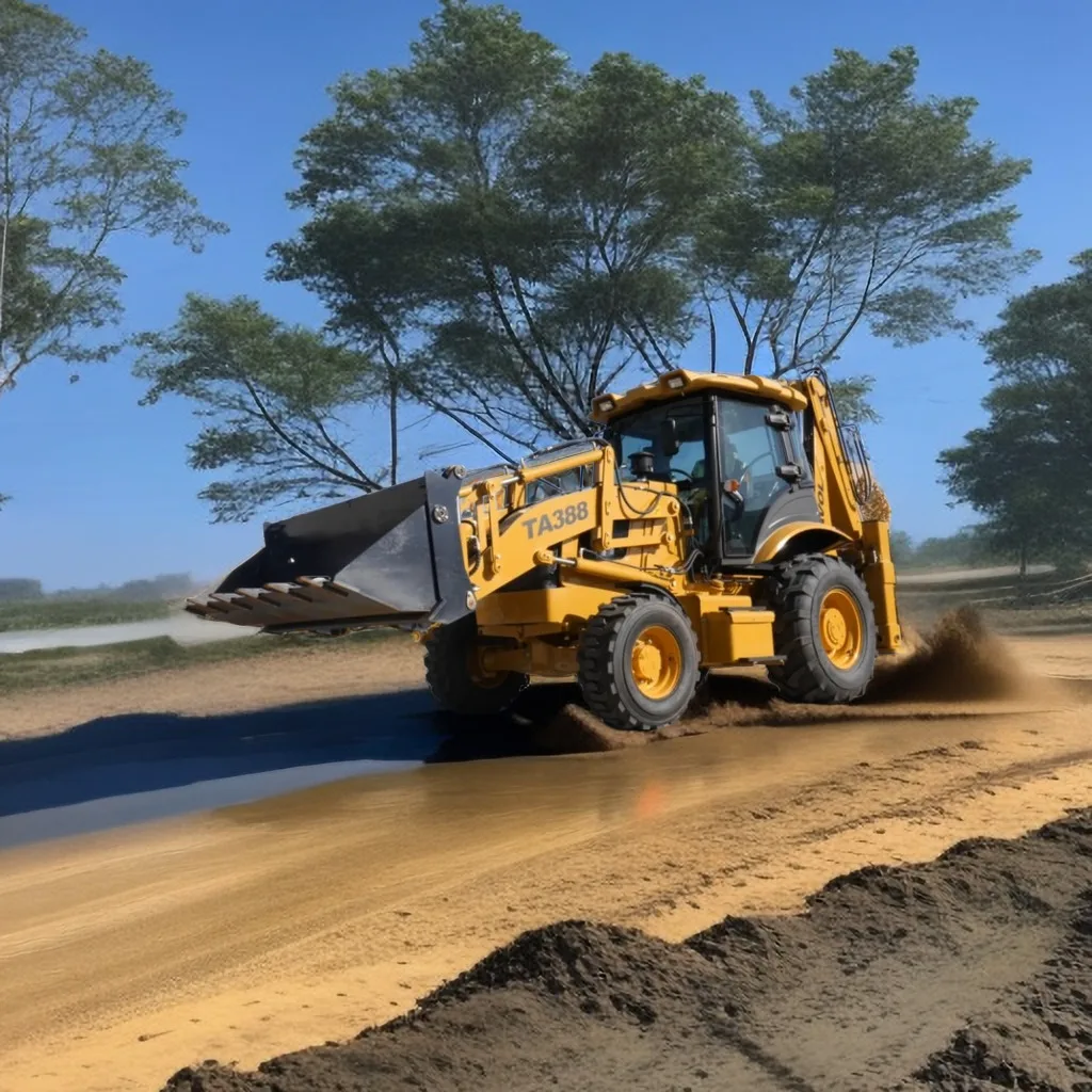 Heavy-duty multi functional backhoe loader with 4WD 4 Wheel Steering and joystick control with CE