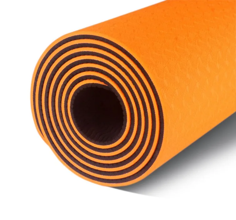Double Layer Yoga Mat Eco Friendly Anti Slip TPE Yoga Mat Non Slip Pilates Yoga Mat for Stretching Exercise