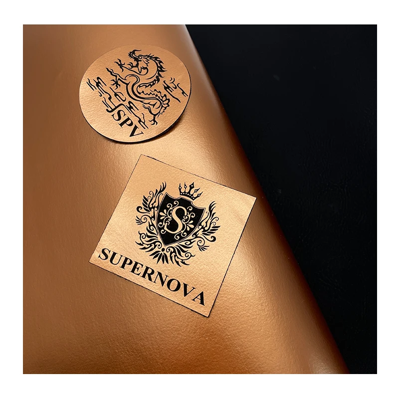 12X24 Inches Pu Leather Sheets Wholesale Custom Laser Engraving Iron-On Leather For Hat Patches With Gray Back and Adhesive