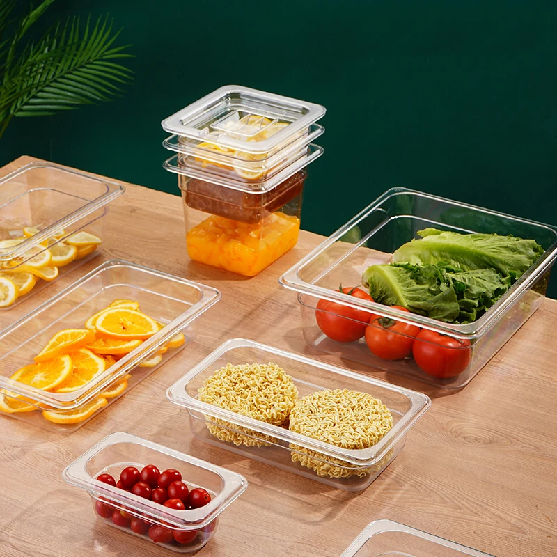 Wholesale Food Grade Clear Full Standard Size 1/1 1/2 1/3 1/6 1/9 Buffet Catering Service Container Gn Food Pan