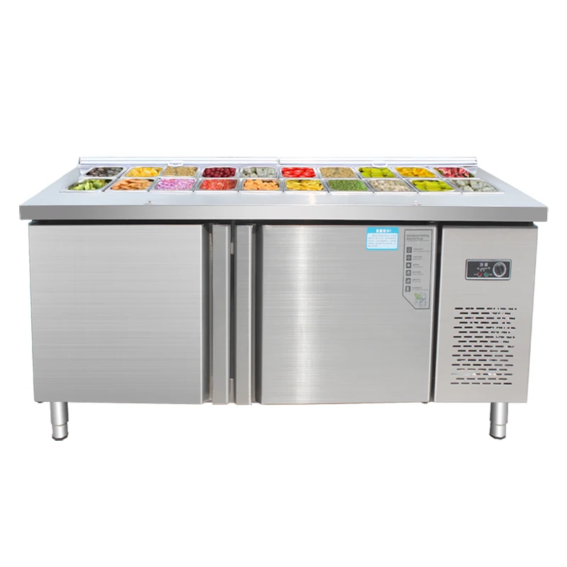 2020 Commercial countertop display refrigerator Counter top stainless steel pizza workbench chiller