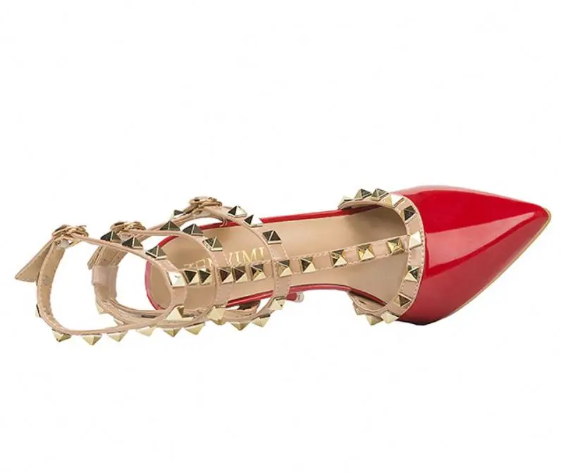 Новинка; Zapatos Para Mujer; Модная обувь на высоком каблуке; Минимальный заказ; Индивидуальный логотип; Шикарные заклепки; Пикантные модные туфли с шипами для женщин; Обувь ночного