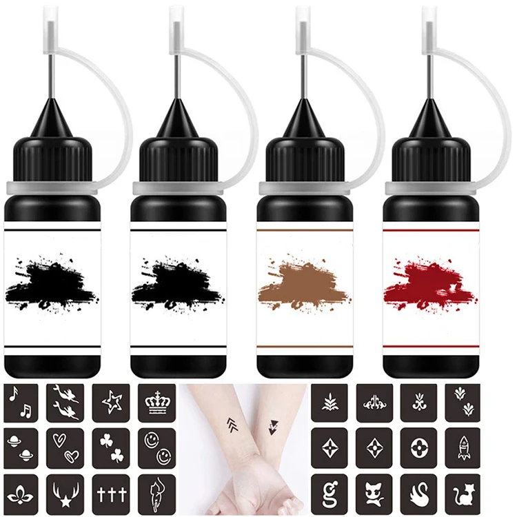 
Hot Sales Full Package Diy Freehand Ink Semi Permanent Free Self Adhesive Tattoo Stencils 
