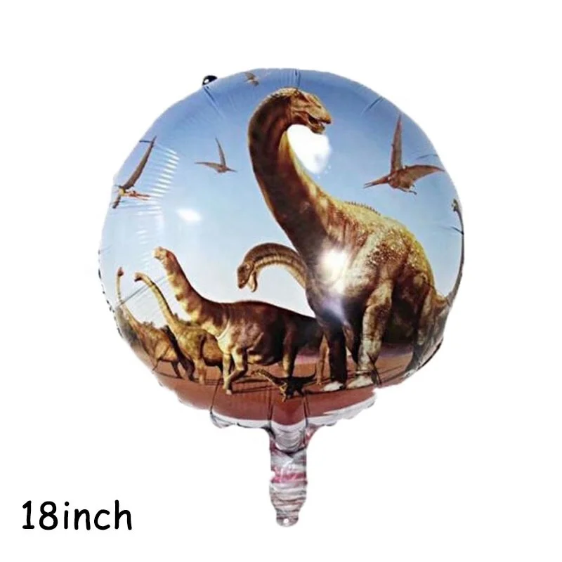 new arrival 18 inches round red green cartoon dinosaur foil helium balloons for happy birthday party decoration