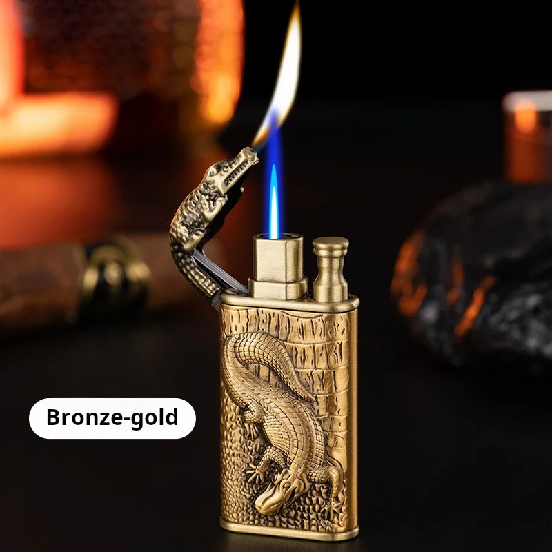 Unique Crocodile Head Gas Lighter with 3D Sculpture Flame Conversion and Jet Flame for Household and Outdoor Use