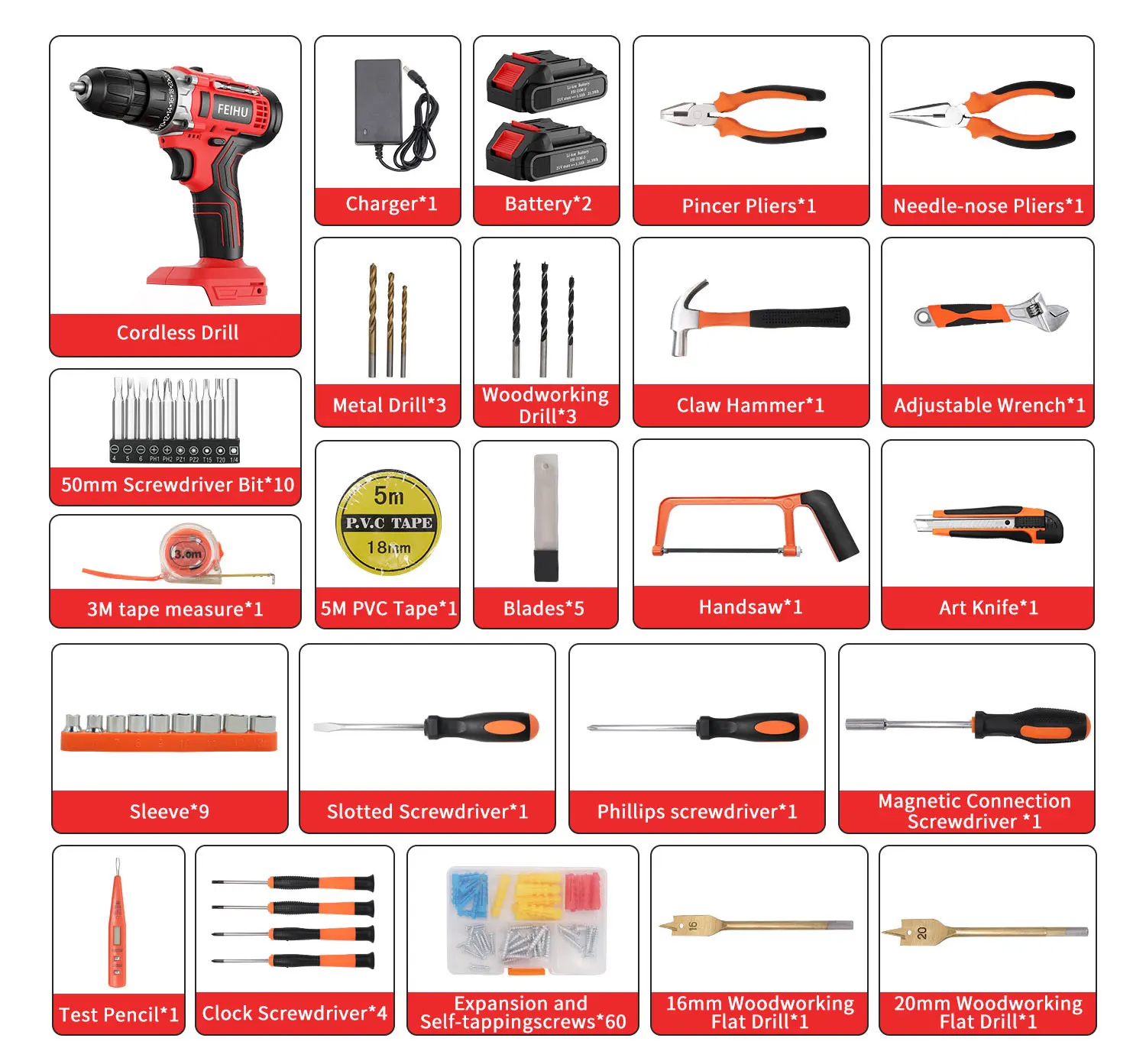 OEM NEW PRODUCT Power Tool Combo 20V Electric Drill for Household Use Li-ion Battery Electric Cordless Power Driver Drill
