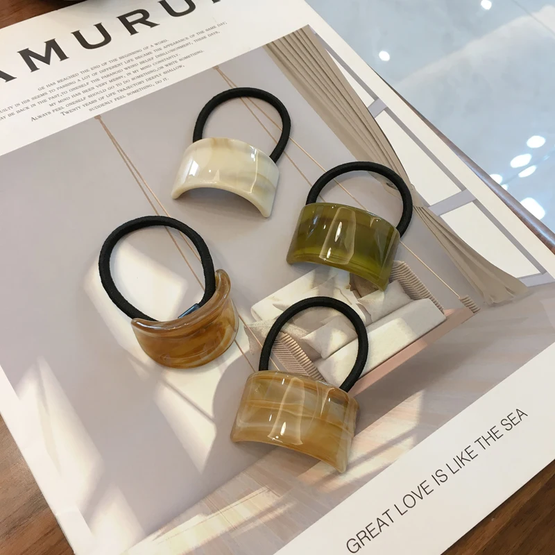 DOWELL wholesale American style simple matte ponytail shiny geometric plastic elastic hair bands