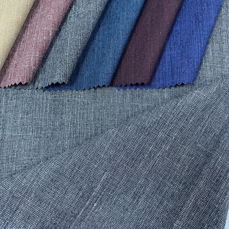Popular Luxury Textured Slub Way Fabric Polyester Viscose Elastic Linen Like Fabric Mens Italian Suit Fabric