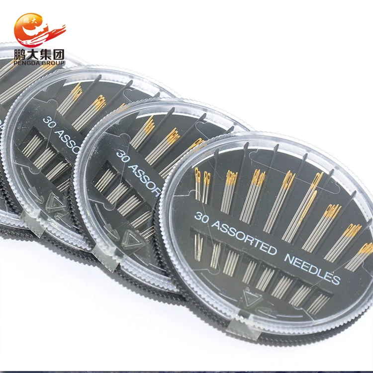 pengda 30pcs set handwork embroidery gold eye steel sewing needle with black plastic
