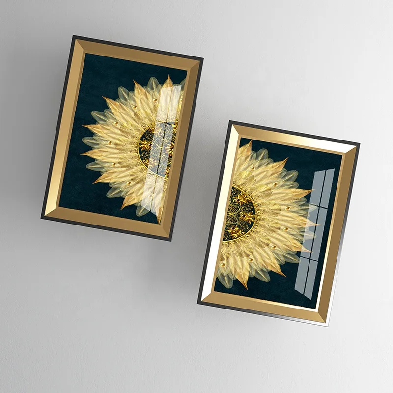 European style luxurious landscape painting decoration painting crystal porcelain painting wall art glass picture frame