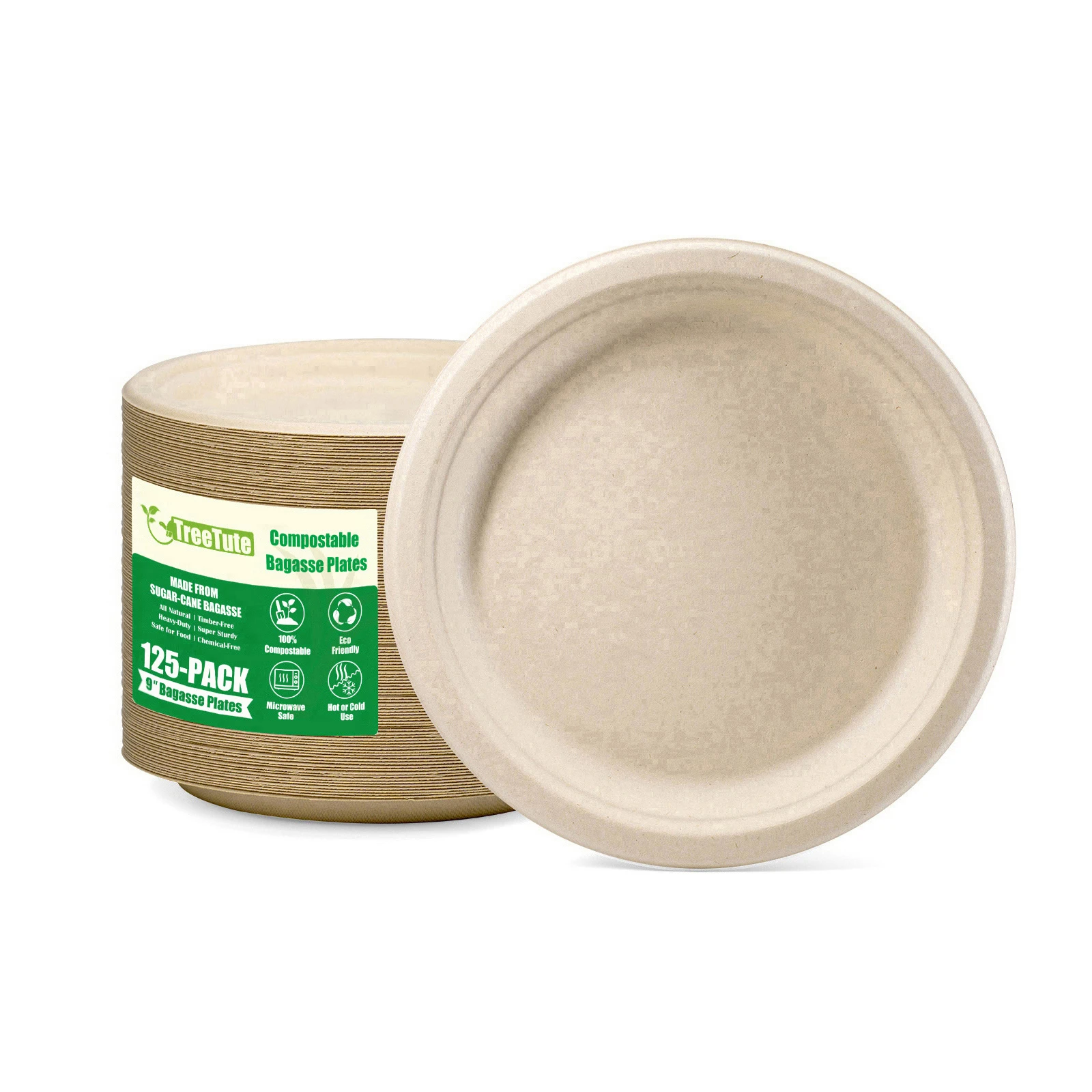 9-дюймовые натуральные круглые бумажные тарелки компостируемые сверхмощные одноразовые экологически чистые