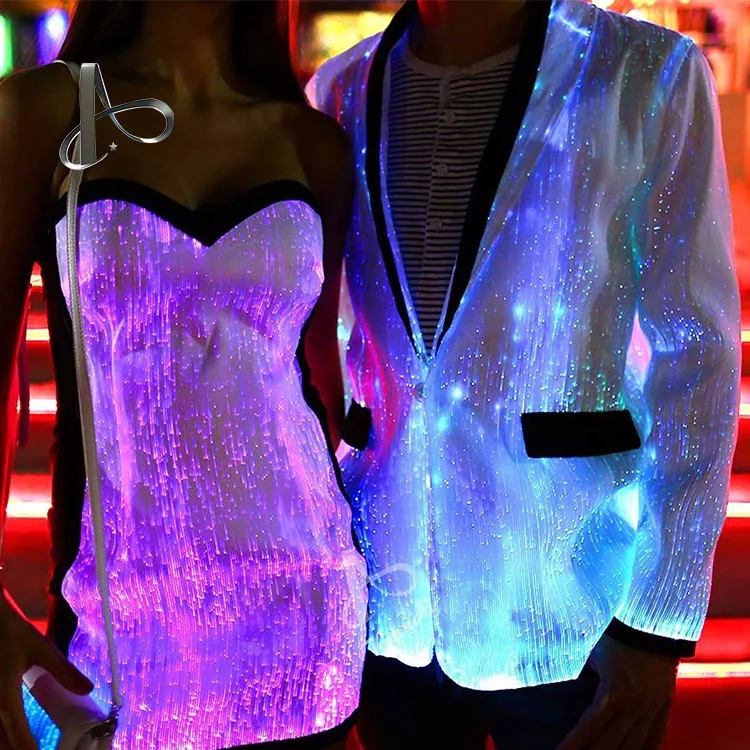OEM Hot LED Fiber Optic Fabric LED Costume Optic Fiber Clothing Light Up Dress Customizable Design