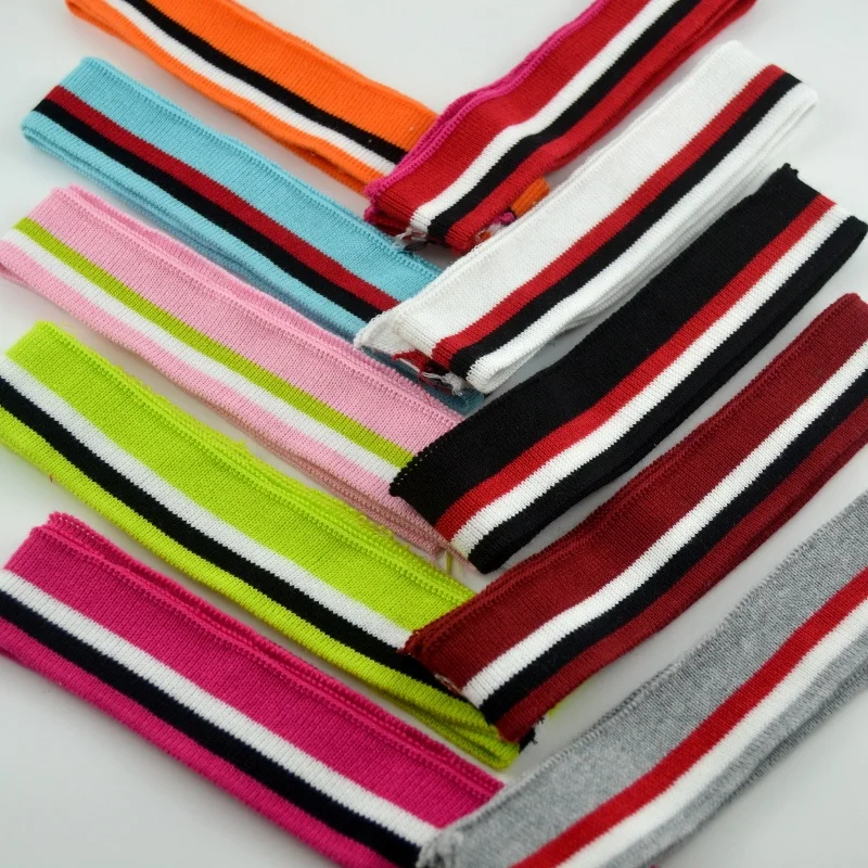 Cotton ribbed flat machine cuffs T-shirt hem cuffs round collar clothing accessories