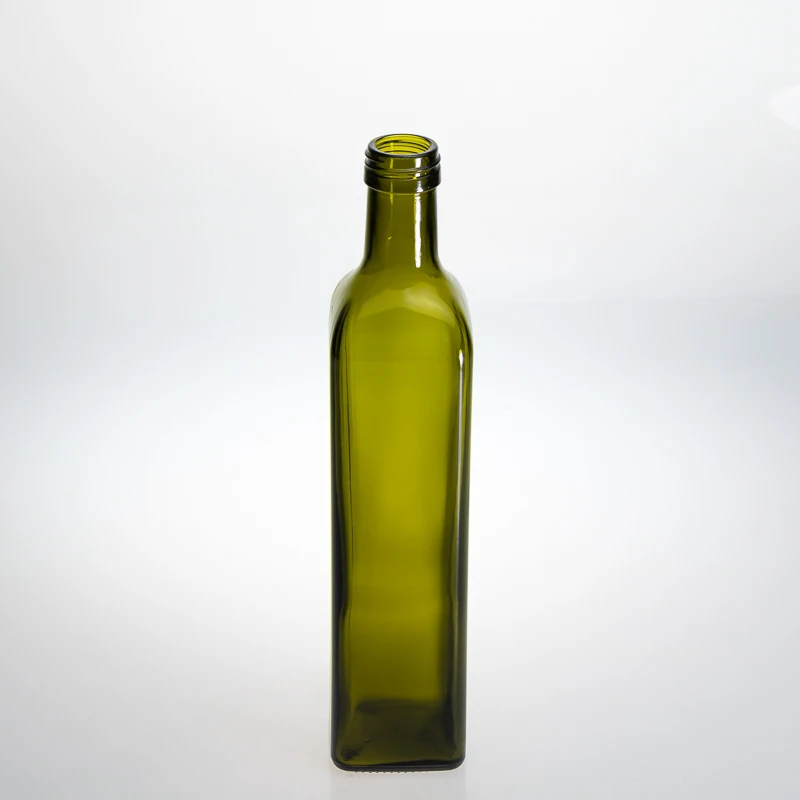 Manufacturer Supply Glass Bottle Square Green Olive Oil Bottle 500 ml 750ml 1000ml With Matching Lid
