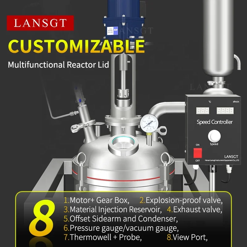 LansGT Lab Automatic Continuous Stirred Tank Reactor Stainless Steel Reactor Heating Chilling Reactor