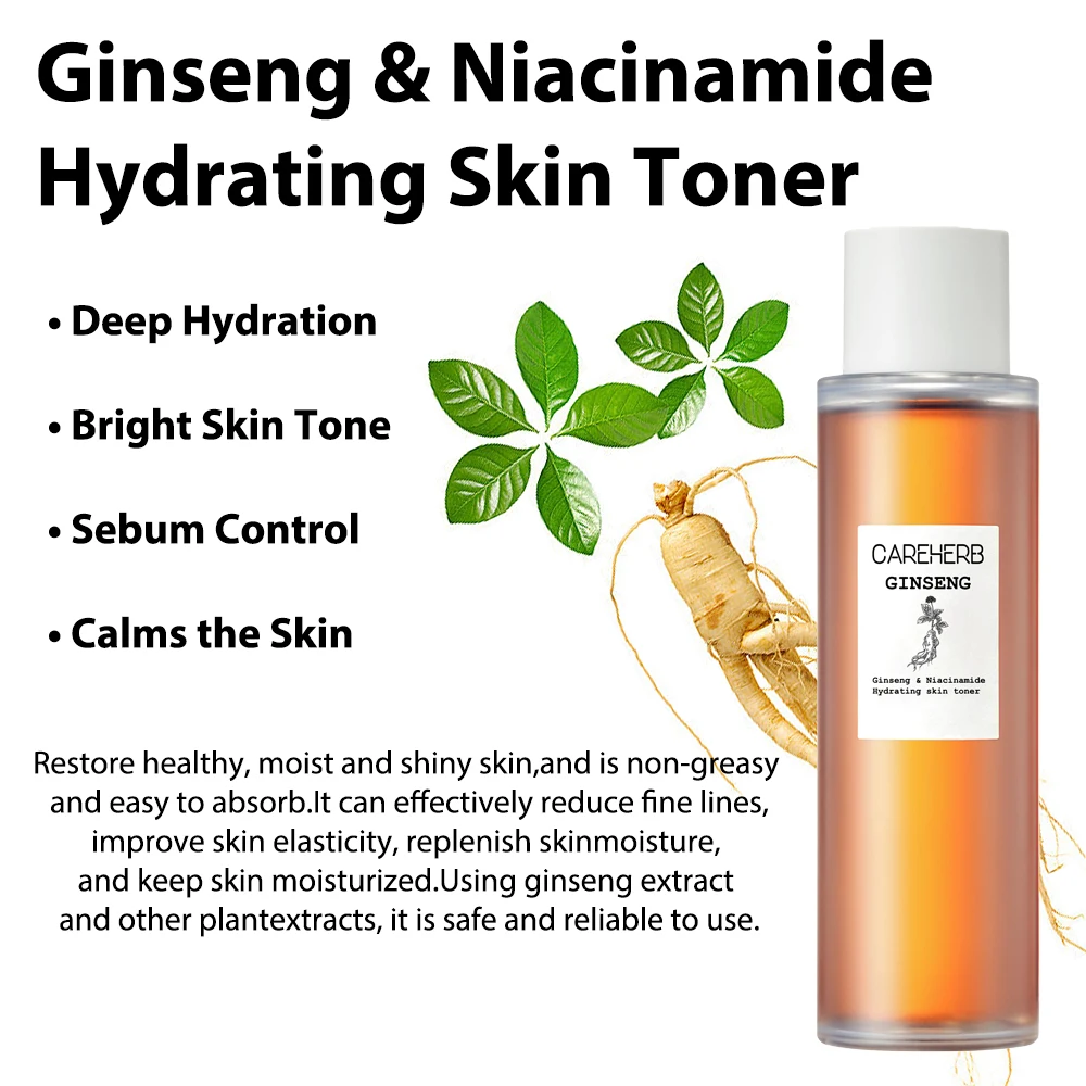 Halal Cosmetic Korean Hydrating Moisturizing Niacinamide Ginseng Water Face Toner for All Skin Type