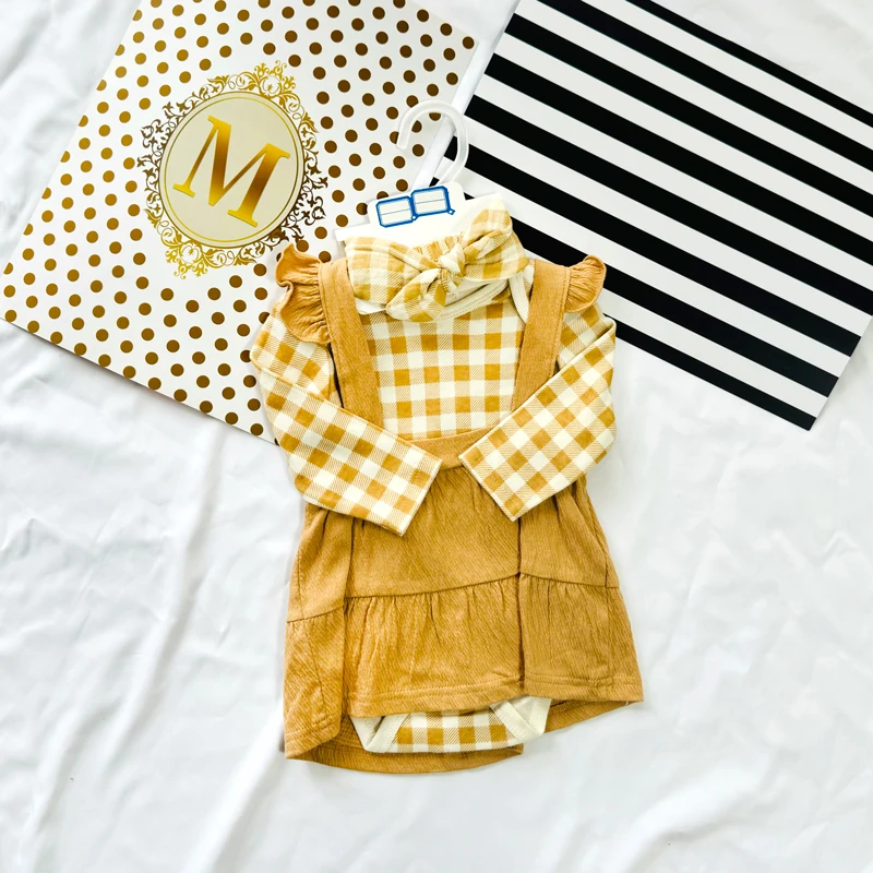 OEM New girls retro skirt 2-piece newborn clothes set Baby Girls Rompers Jumpsuit Infant Toddler girl Clothes